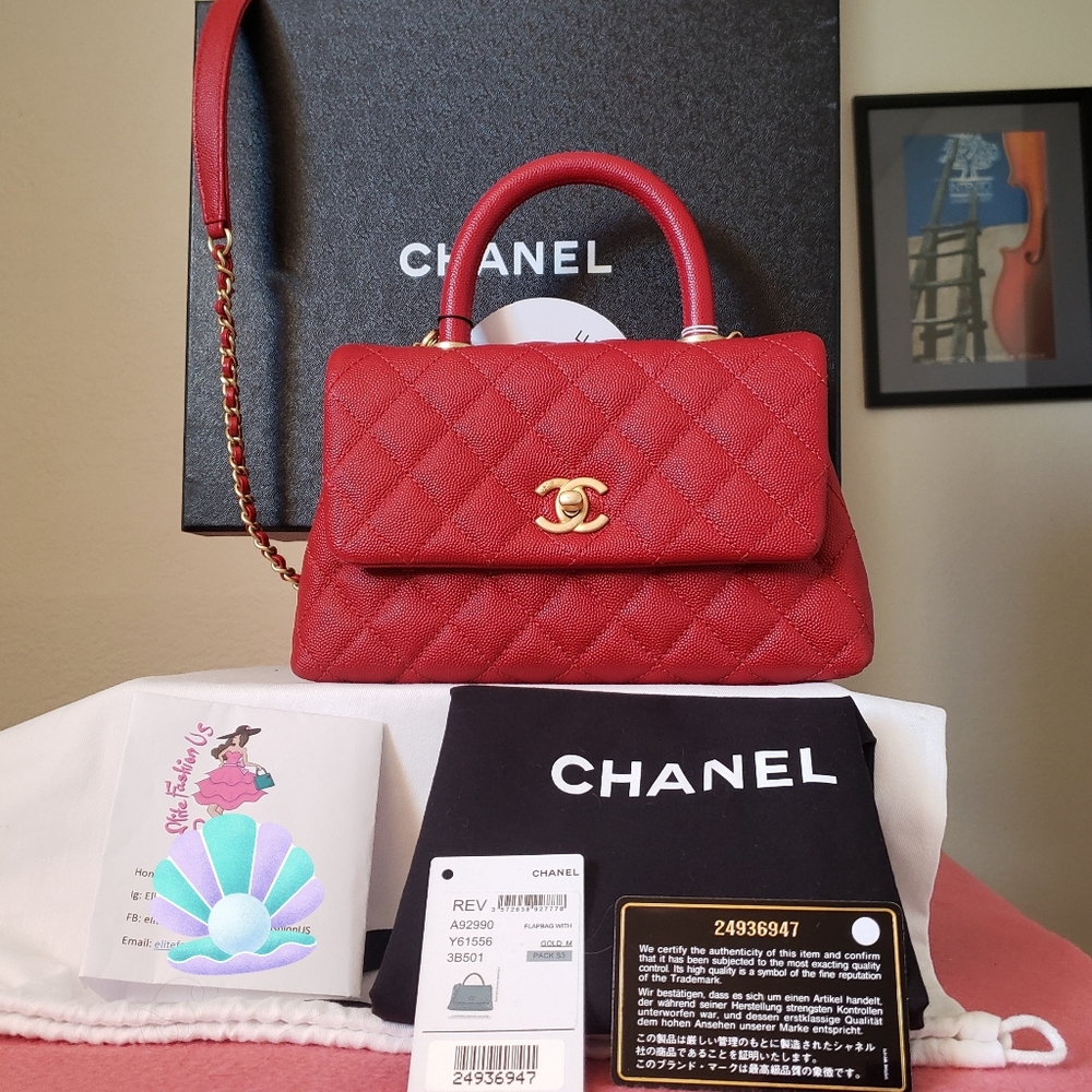 Chanel coco handle red caviar gold hw mini bag